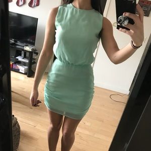 Mint open back mini dress